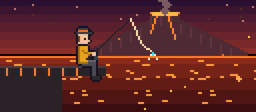 Volcanic Lake fishing scene